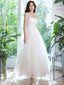 White Sweetheart Tulle Tea Length Lace Prom Dresses Lace Prom Dresses