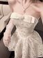 White Tube Top Bow Lace Birthday Dress Cute Homecoming Dress