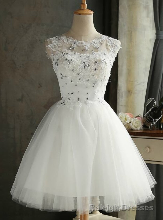 White Tulle Appliques Homecoming Dress Main image