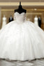 White Tulle Beaded Sweetheart Ball Gown Dress