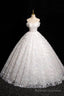 White Tulle Flowers Floor Length Prom Dresses, Beautiful A-Line Backless Sweet 16 Formal Dresses