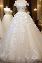 White Tulle Lace Applique Long Prom Dresses White Lace Wedding Dresses
