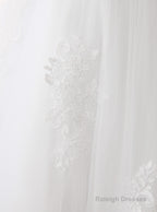 White Tulle Lace Strapless With Sash Wedding Dresses