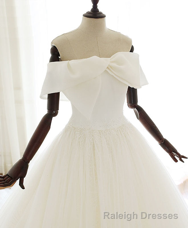 White Tulle Long Prom Dress White Tulle Wedding Dress