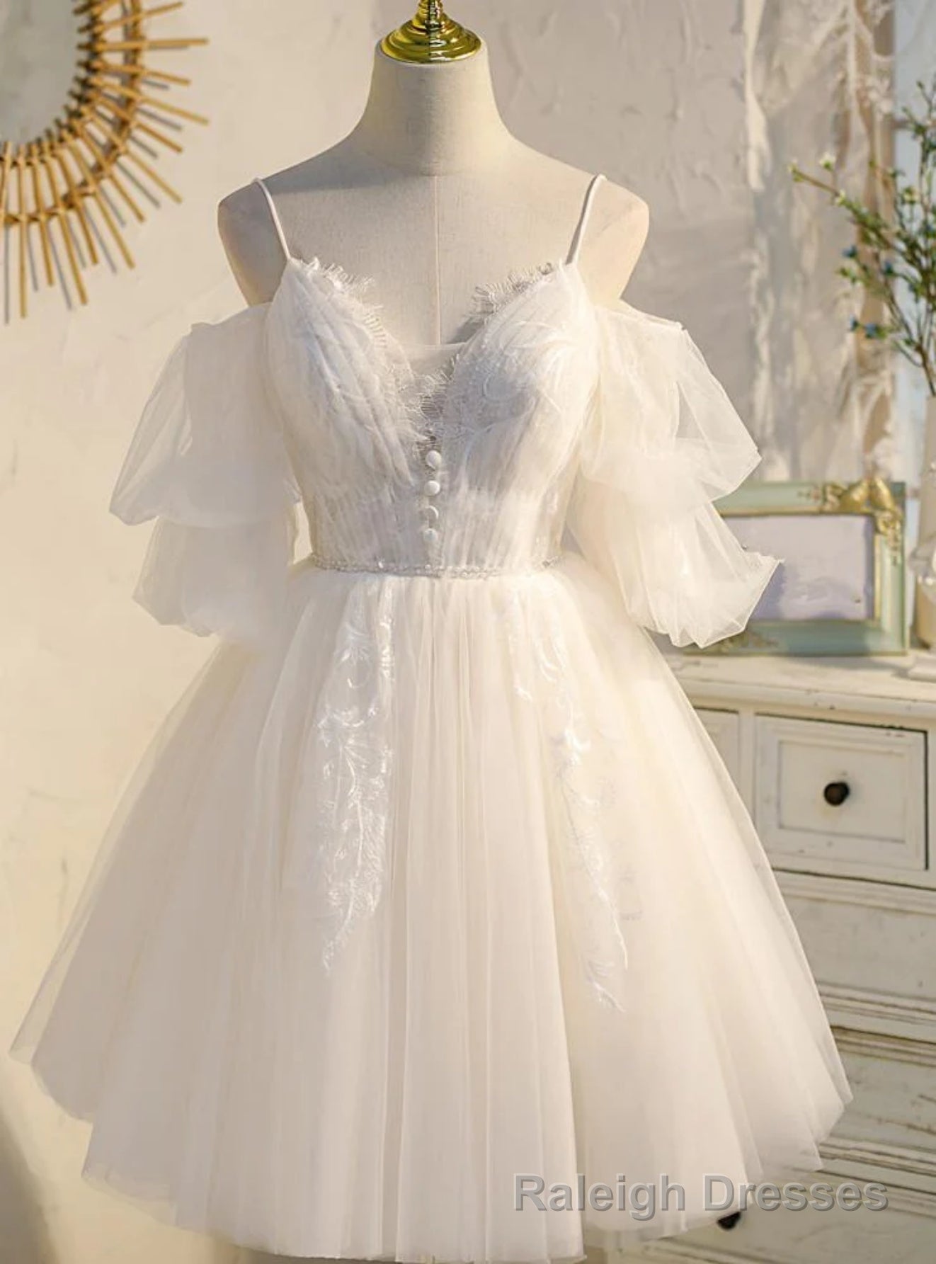 White Tulle Puff Sleeve Homecoming Dress Main image