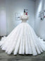 White Tulle Sequins Short Sleeve Beading Bow Wedding Dress