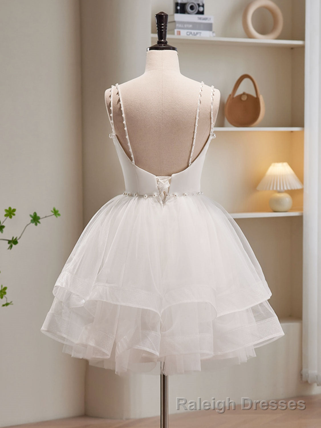White Tulle Short Prom Dresses, Cute White Puffy Homecoming Dresses