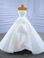 White Tulle Strapless Pleats Wedding Dress