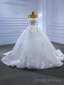 White Tulle Straps 3D Flower Wedding Dress