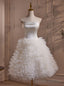 White Tulle Tiers Tea Length Wedding Dress