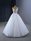 White Tulle V-neck Beading Wedding Dress