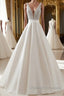 White v neck beads sequin long prom dress, white evening dress