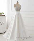 White v neck beads sequin long prom Dresses white Prom Dresses