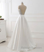 White v neck beads sequin long prom Dresses white Prom Dresses