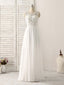 White V Neck Chiffon Long Prom Dresses, White Long Prom Dresses