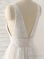 White V Neck Lace Long Prom Dress Backless Lace Evening Dress