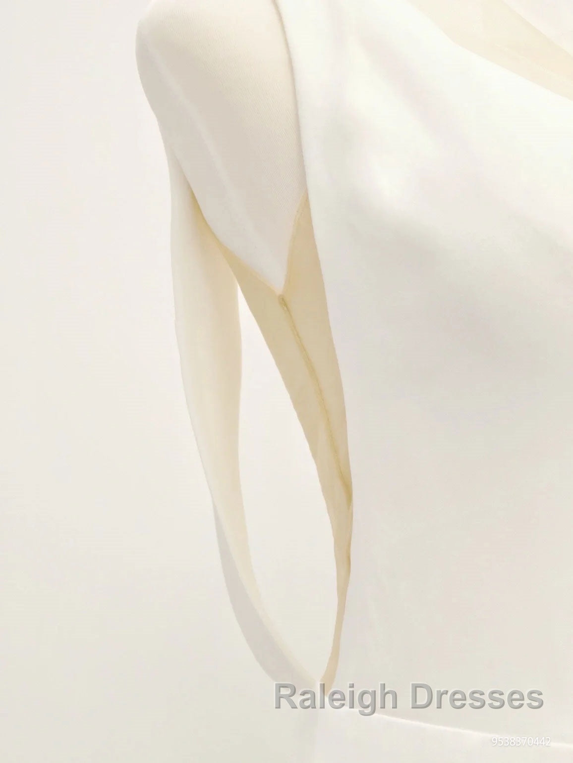 White v neck long prom dress, white evening dress