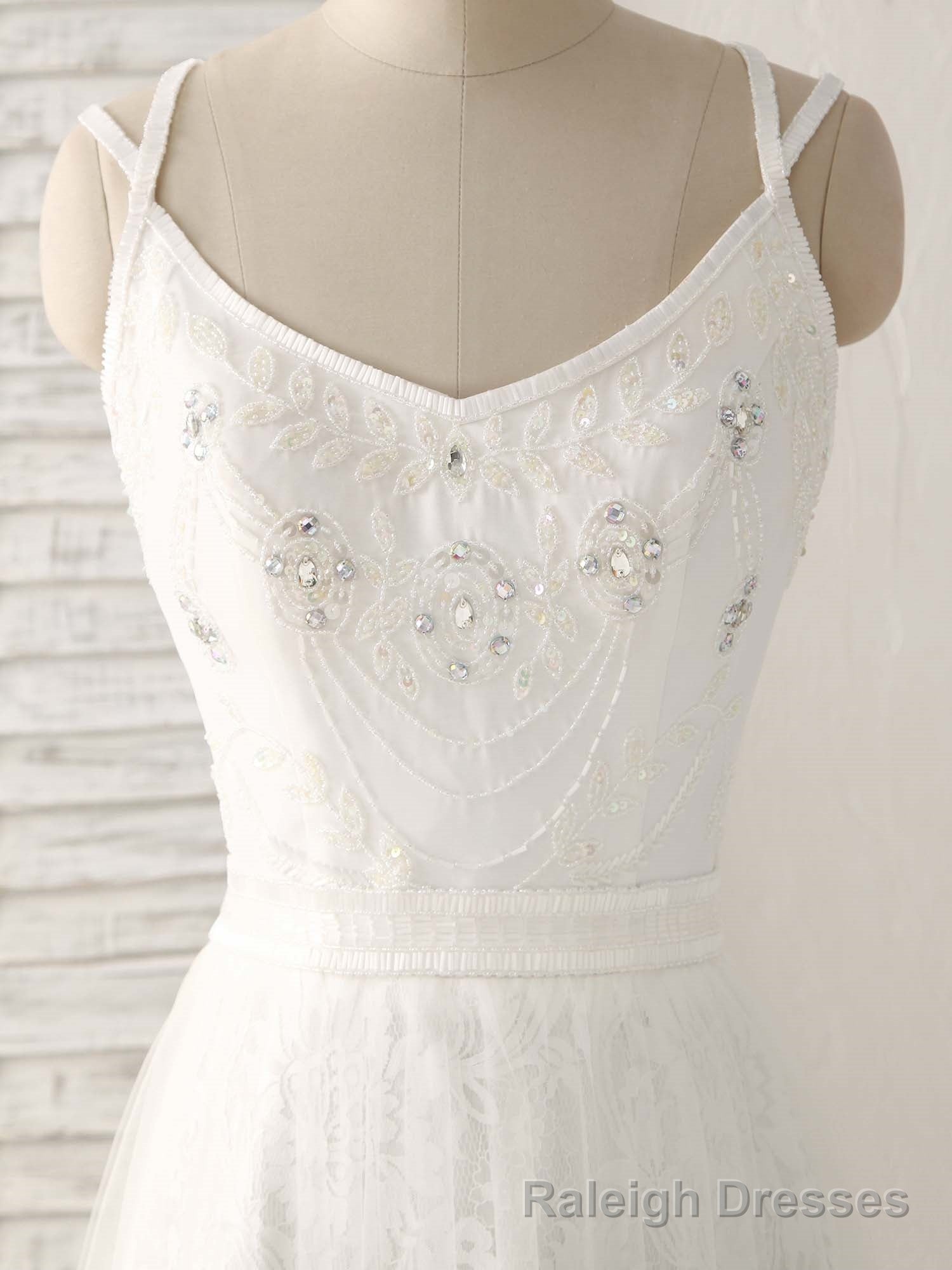 White V Neck Tulle Lace Long Prom Dress White Prom Dress