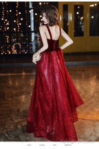 Wine Red A-Line Floor Length Velvet And Tulle Straps  Evening Dress Prom Dress