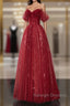 Wine Red A-Line Tulle Sweetheart Floor Length Party Dress, Wine Red Tulle Prom Dress