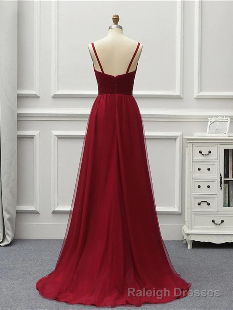 Wine Red High Low Sweetheart Simple Tulle Prom Dress, High Low Homecoming Dress Secondary image