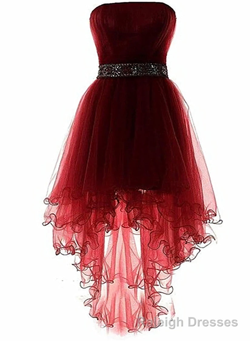 Wine Red Lovely High Low Tulle Homecoming Dress, Cute Prom Dress Secondary image