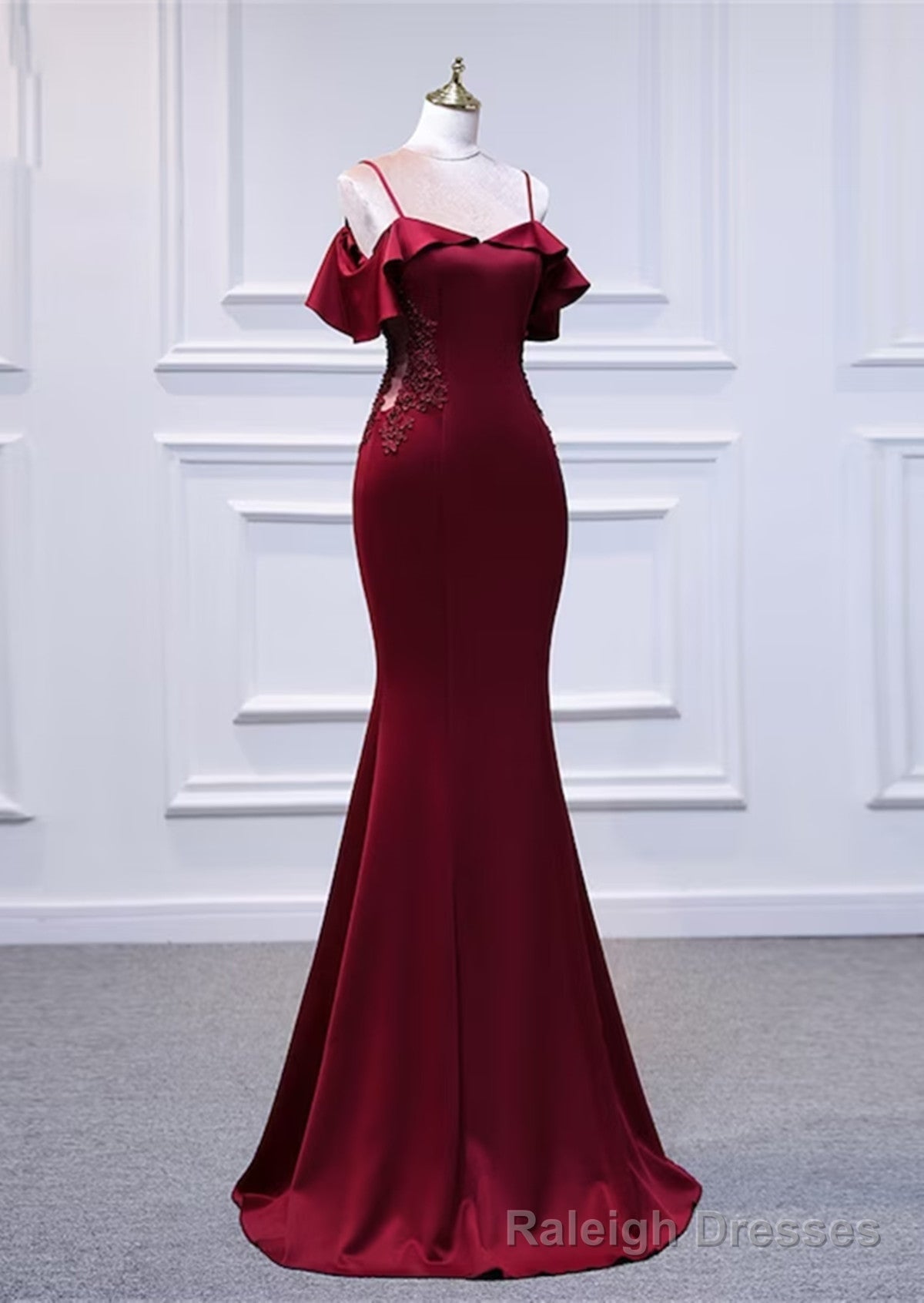 Wine Red Mermaid Off Shoulder Long Party Dress, Off Shoulder Mermaid Prom Dress Secondary image
