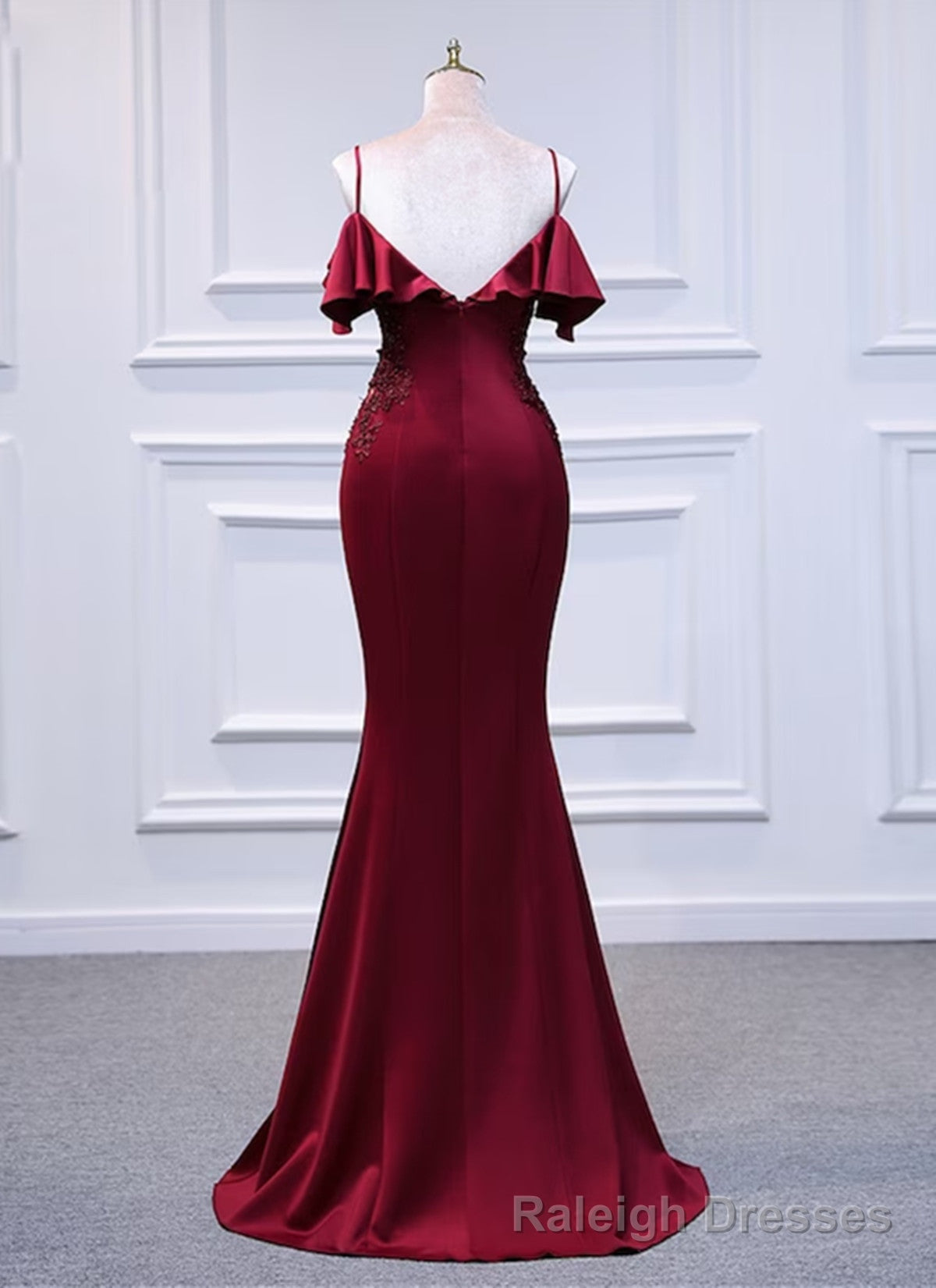 Wine Red Mermaid Off Shoulder Long Party Dress, Off Shoulder Mermaid Prom Dress