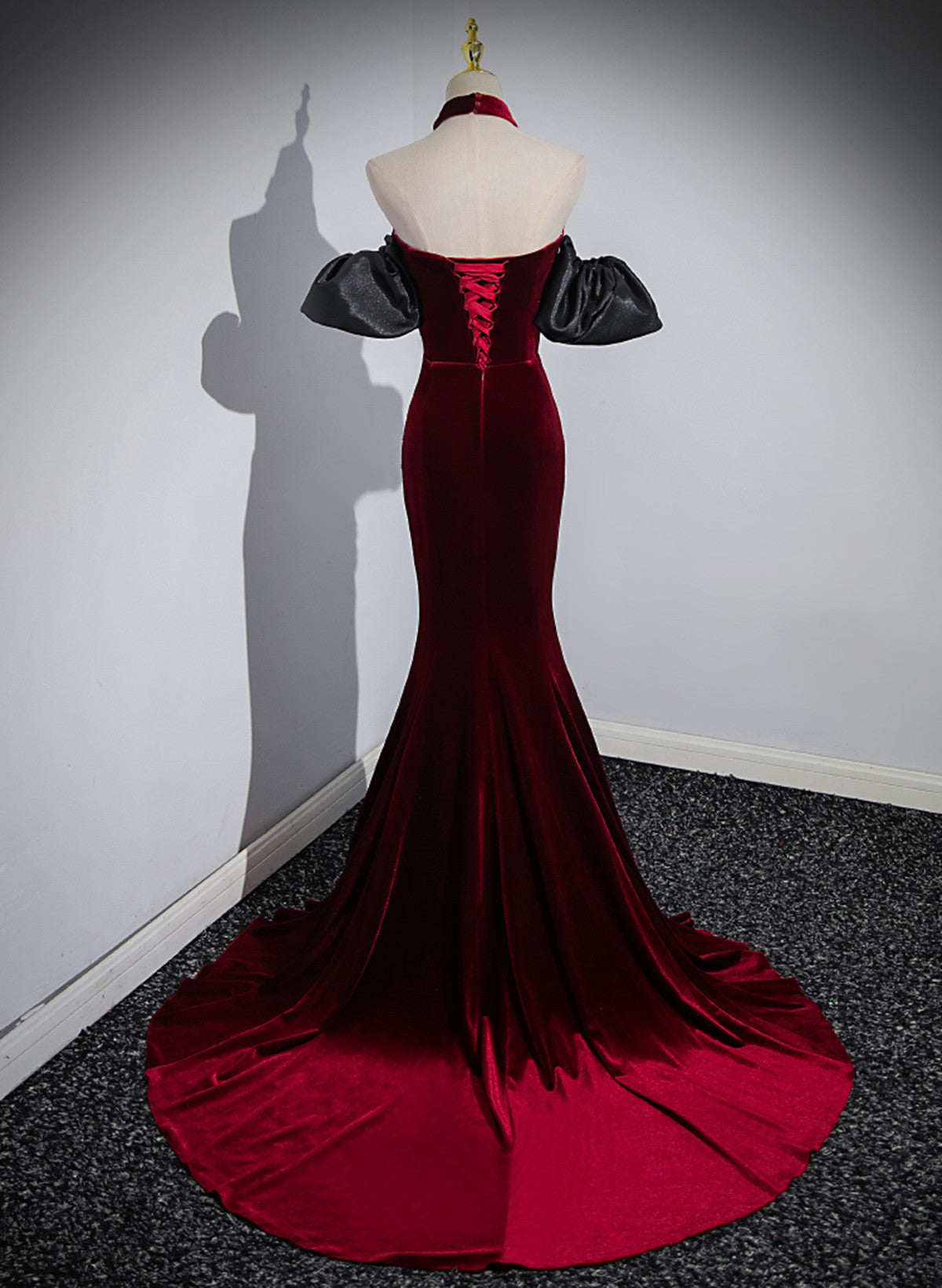 Wine Red Mermaid Velvet Off Shoulder Prom Dresses Wine Red Long Prom Dresses Prom Dresses