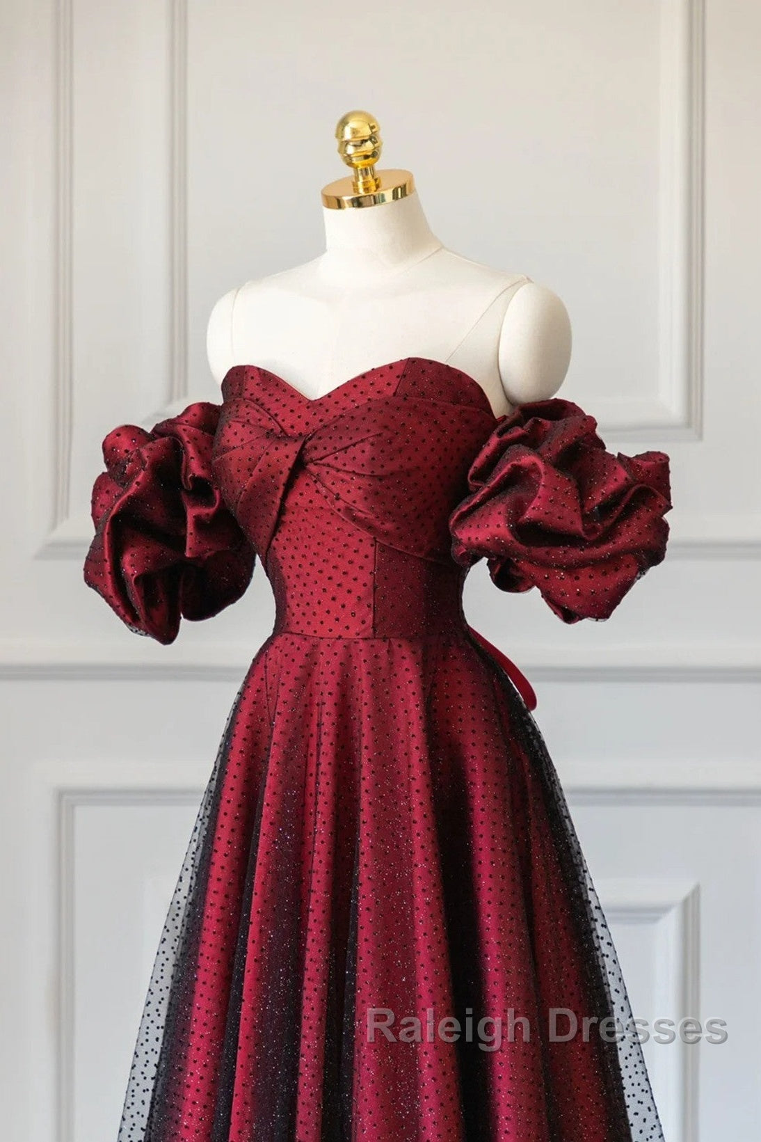 Wine Red Off Shoulder Long Formal Dress, Sweetheart Wine Red Formal Dress