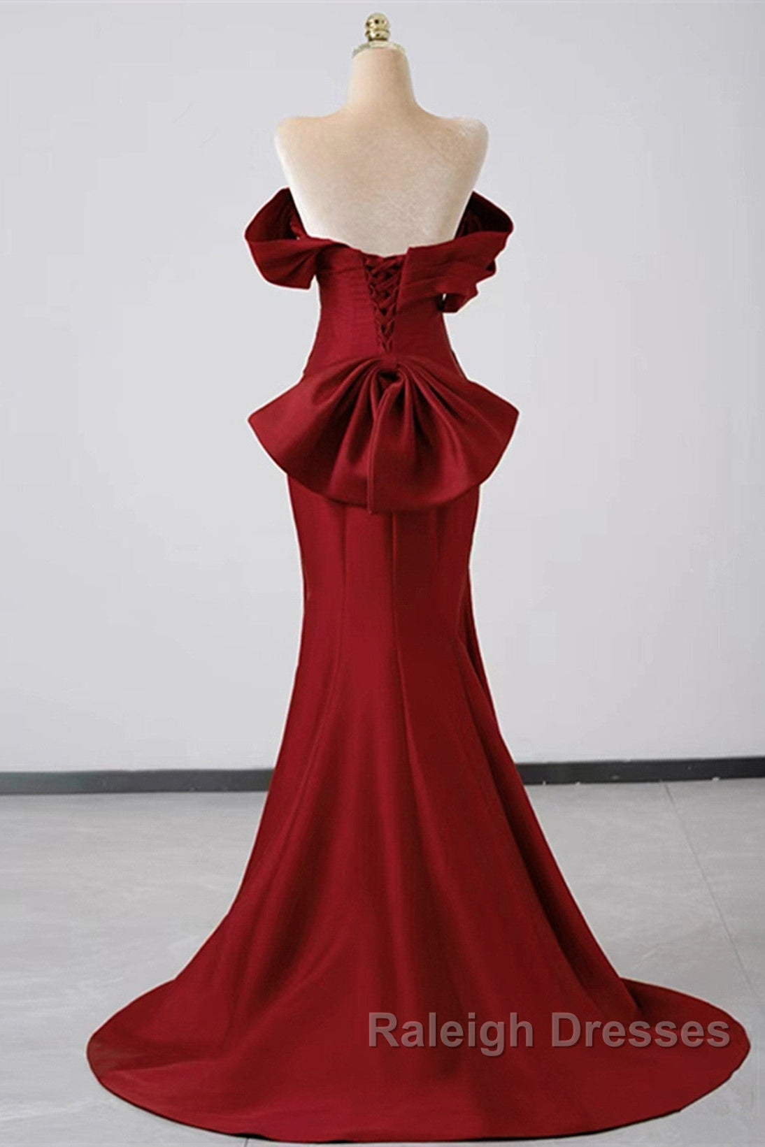 Wine Red Off Shoulder Mermaid Long Party Dress, Wine Red Evening Dress Prom Dress