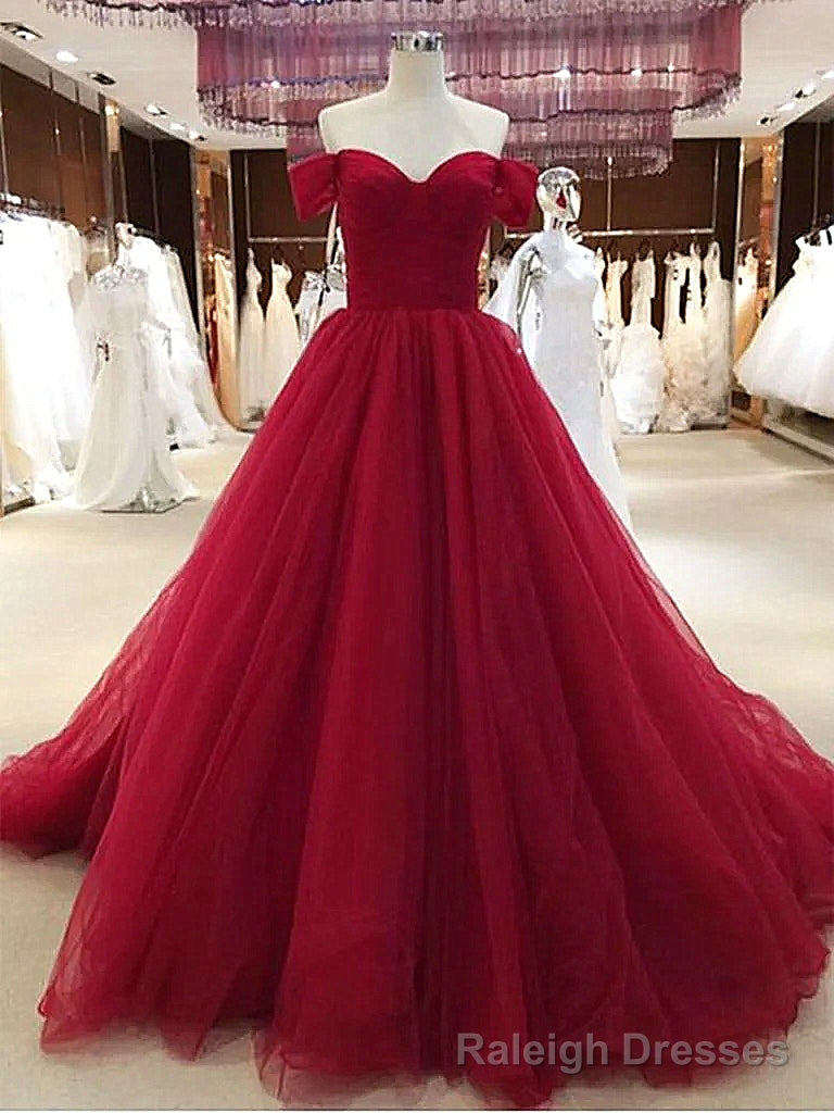 Wine Red Off Shoulder Sweetheart Long Formal Gown, Red Party Dress Main image