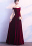 Wine Red Off Shoulder Velvet Long Wedding Prom Dresses Charming Prom Gowns