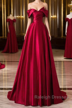 Wine Red Satin A-Line Prom Dress, Wine Red Evening Dress Formal Dress