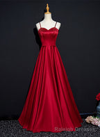 Wine Red Satin Beaded Sweetheart Party Dress, A-line Wine Red Prom Dress