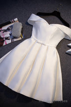 Wine Red Satin Handmade Knee Length Prom Dress, Short Prom Dress