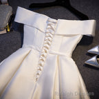 Wine Red Satin Handmade Knee Length Prom Dress, Short Prom Dress