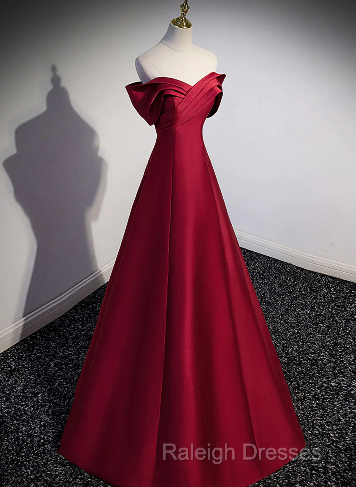 Wine Red Satin Long Party Dress, A-Line Wine Red Satin Prom Dress Secondary image