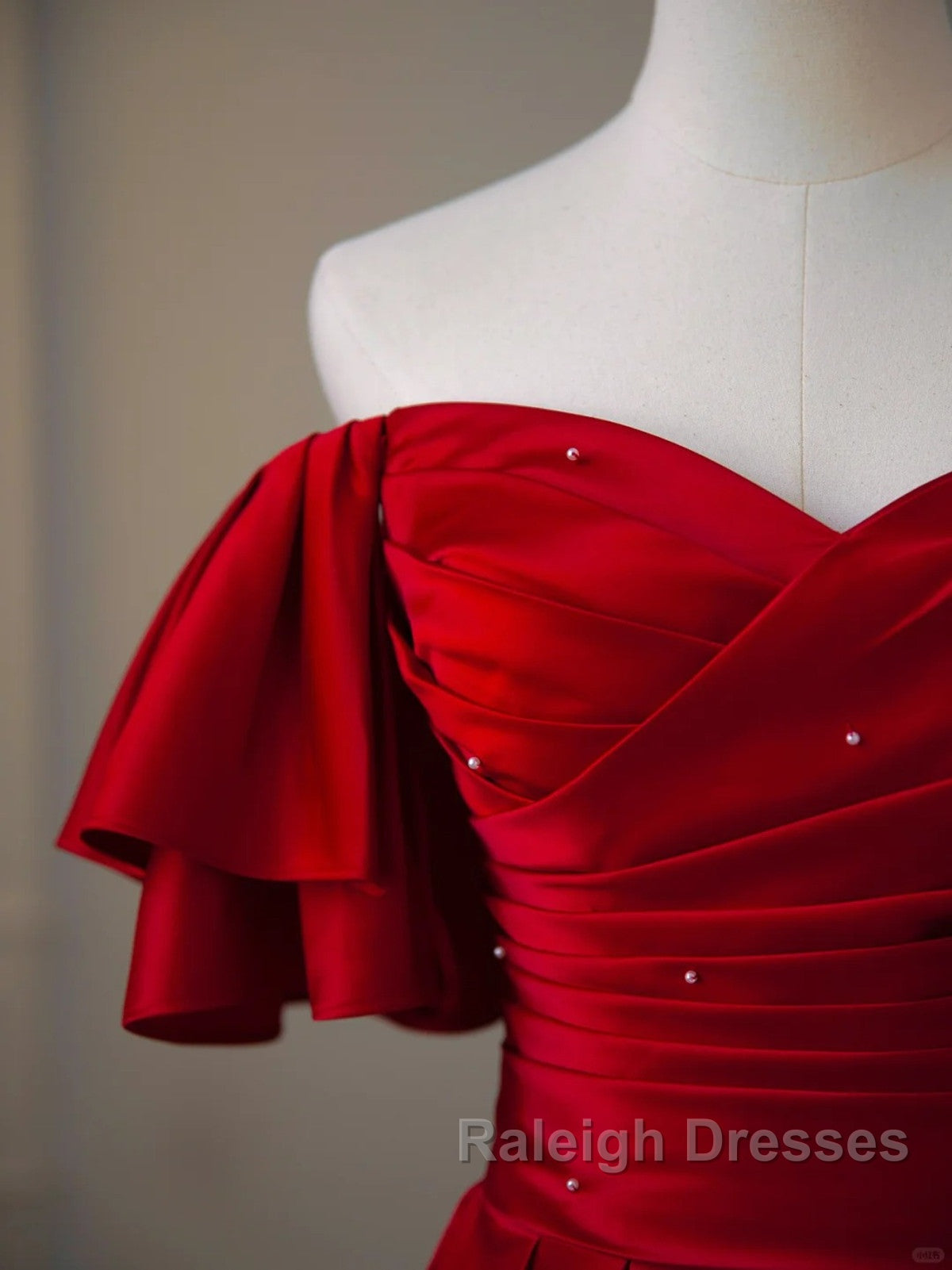 Wine Red Satin Short Sleeves Long Prom Dresses Wine Red Satin Prom Dresses