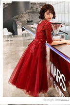 Wine Red Short Sleeves Lace And Tulle Lovely Homecoming Dresses Wine Red Prom Dresseses