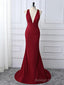 Wine Red Spnadex Sexy Cross Back Mermaid Long Prom Dress, Wine Red Prom Gowns