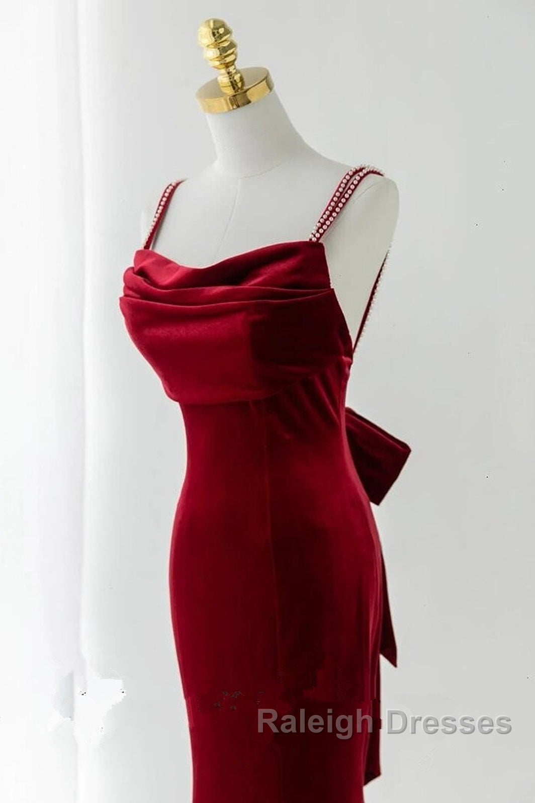 Wine Red Straps Low Back Mermaid Long Prom Dresses Wine Red Prom Dresses