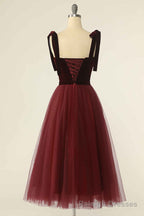 Wine Red Sweetheart Tie-Strap A Line Short Prom Dress