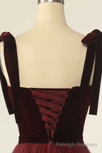 Wine Red Sweetheart Tie-Strap A Line Short Prom Dress