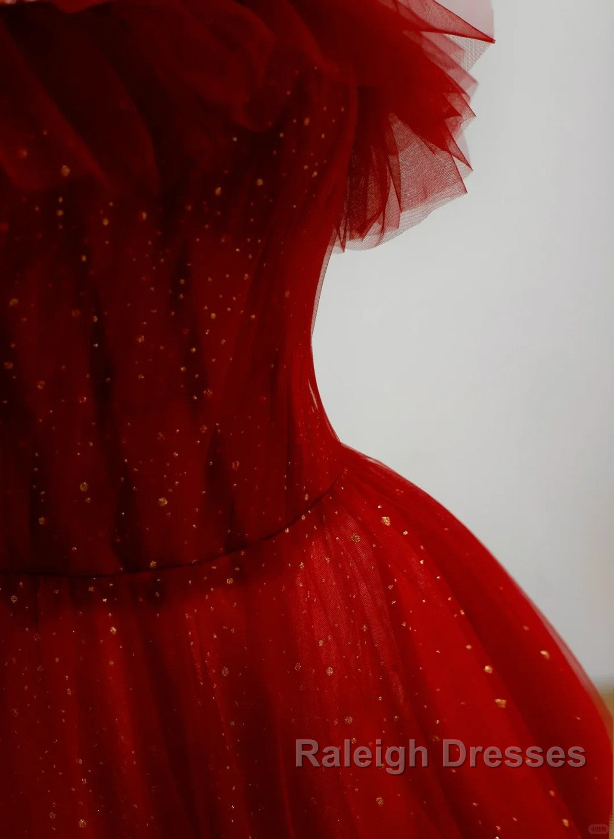 Wine Red Tull A-Line Scoop Long Prom Dress, Wine Red Tulle Evening Dress Secondary image