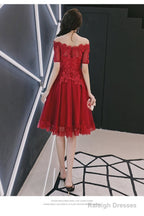 Wine Red Tulle Short Homecoming Dress With Lace Applique, Cute Prom Dress Party Dress