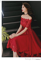 Wine Red Tulle Short Homecoming Dress With Lace Applique, Cute Prom Dress Party Dress