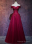 Wine Red Tulle Sweetheart Long Prom Dress, A-line Party Dress