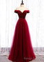 Wine Red Tulle with Velvet Long Party Dress, Wine Red Formal Dress Prom Dress