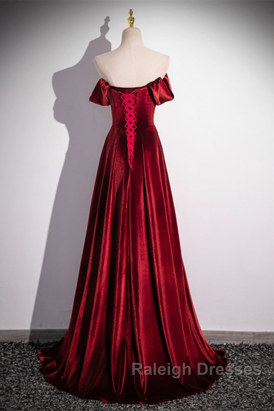 Wine Red Velvet Floor Length Long Formal Dress, A-Line Velvet Bridesmaid Dress